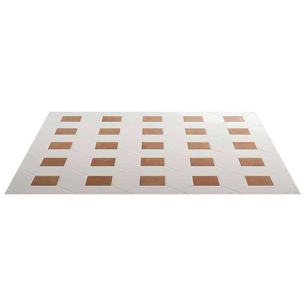Morocco Blanco White 4x8 Glossy Picket and Terracotta 4x4 Matte Square Porcelain Tile