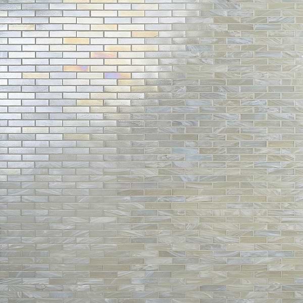 Artwater Iridescent Pearl White 1x4 Polished Glass Mosaic Tile
