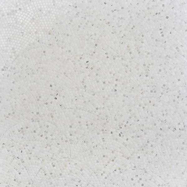 Breeze Drift Calacatta Gold Micro Marble Fan Mosaic Tile
