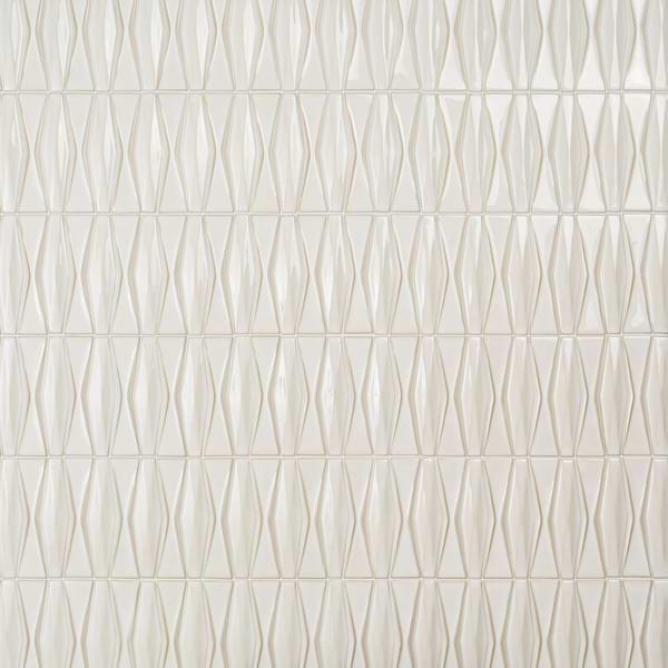 Nabi Harlequin Natural White 2x8 Glossy Glass Mosaic Tile