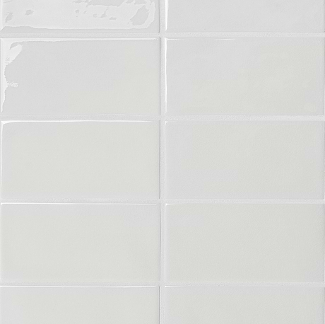 Nabi Subway Glacier White 4.5x9 Crackled Glossy Glass Tile