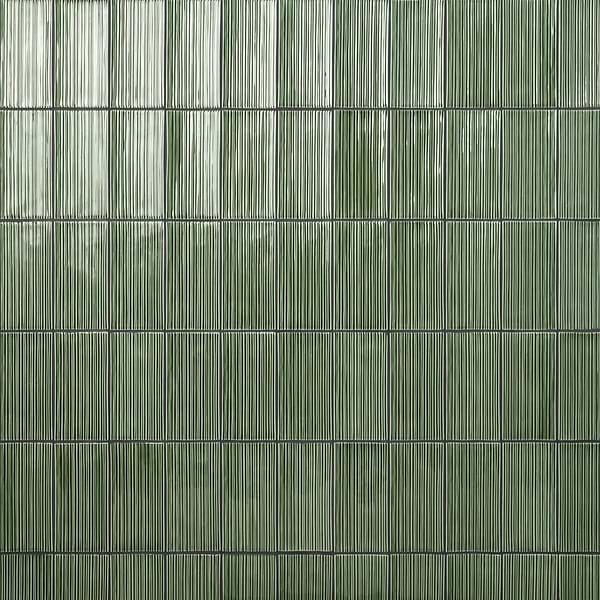 Nabi Subway Fern Green 4.5x9 Fluted Ridged Crackled Glossy Glass Tile
