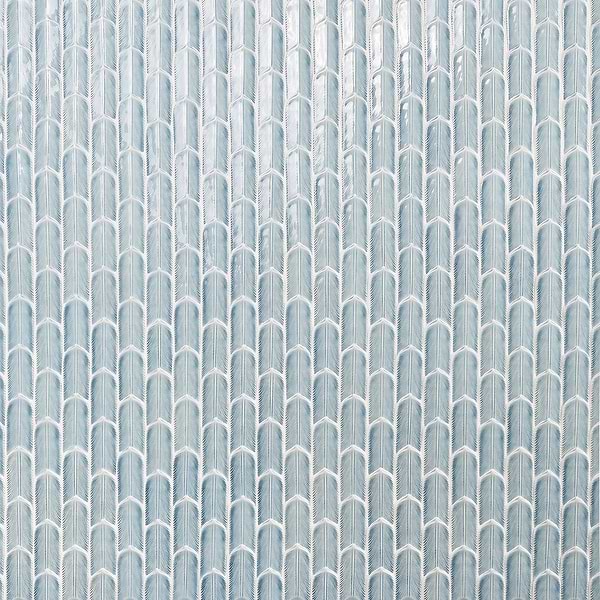 Nabi Quill Basil Blue 2x5 3D Crackled Glossy Glass Mosaic Tile