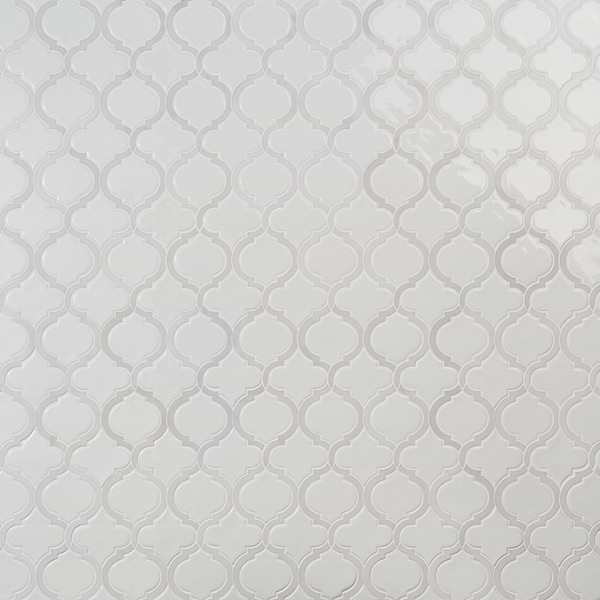 Nabi Arabesque Glacier White 4" Crackled Mixed Finish Glass & Marble Mosaic Tile