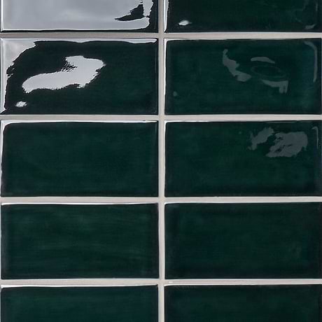Nabi Subway Midnight Blue Green 4.5x9 Crackled Glossy Glass Tile