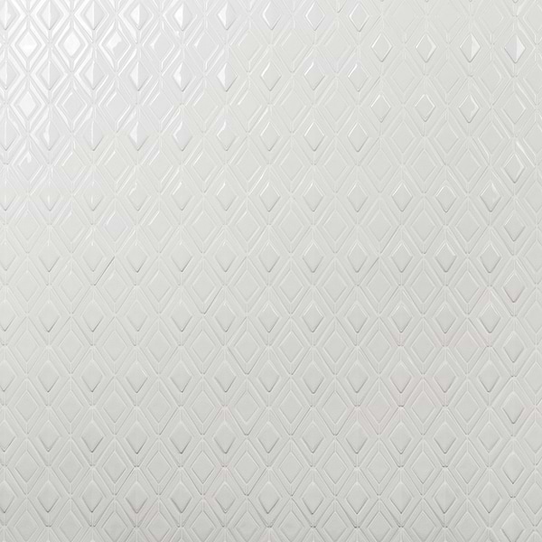 Nabi Jewel Glacier White 3D Crackled Glossy Glass Mosaic Tile