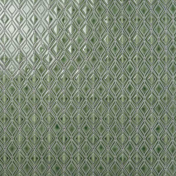 Nabi Jewel Fern Green 3D Crackled Glossy Glass Mosaic Tile