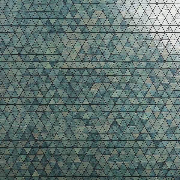 Bushwick Aquamarine Green 2" Triangle Glossy Lava Stone Mosaic Tile
