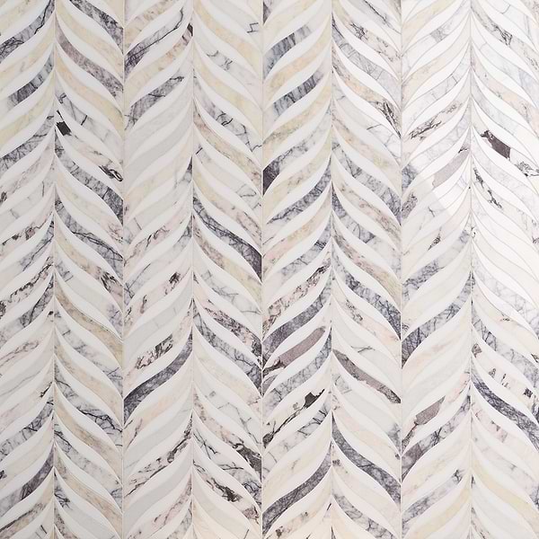 Begonia Peach Lilac Cream Polished Marble Mosaic Tile