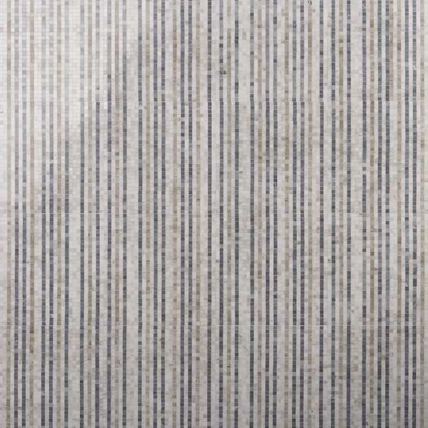 Microsaic Lines Cloud Gray Polished Marble Mosaic Tile