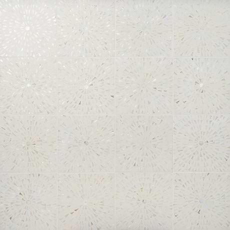 Estee Frosty White 12x12 Polished Pearl Inlay and Cement Tile
