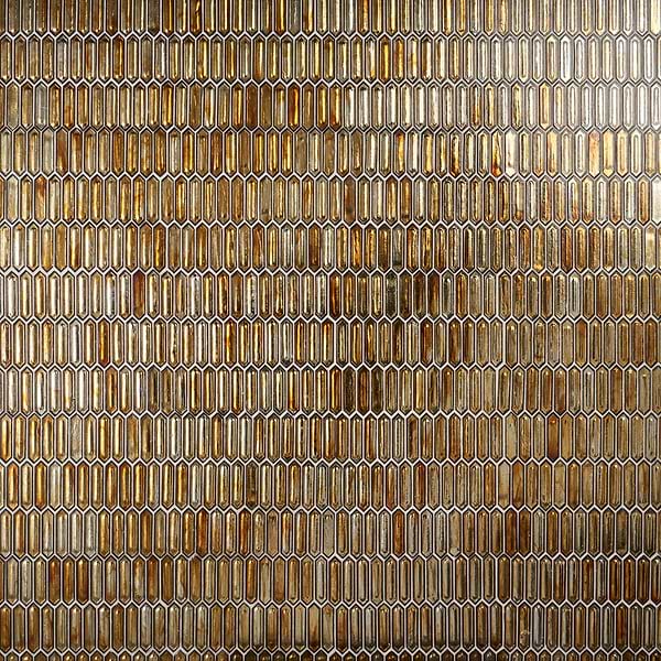 Komorebi Picket Firefly Gold 1x3 Polished Glass Mosaic Tile