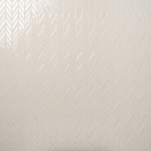 Brookline Chevron Mushroom Gray 1x5 Glossy Ceramic Mosaic Tile
