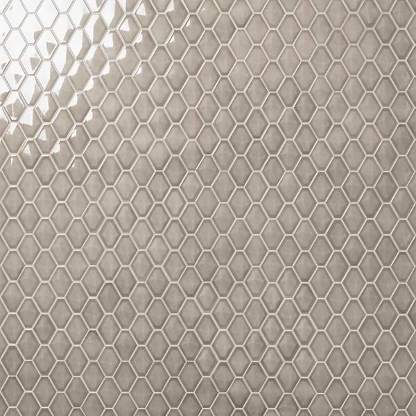 Brookline Diamond Warm Gray Glossy 3x4 Ceramic Mosaic Tile