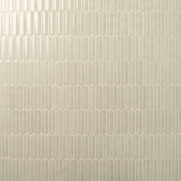 Brookline Feather Celadon Green 2x7 Fish Scale Glossy Porcelain Mosaic Tile in Green, View 2, open zoomed image