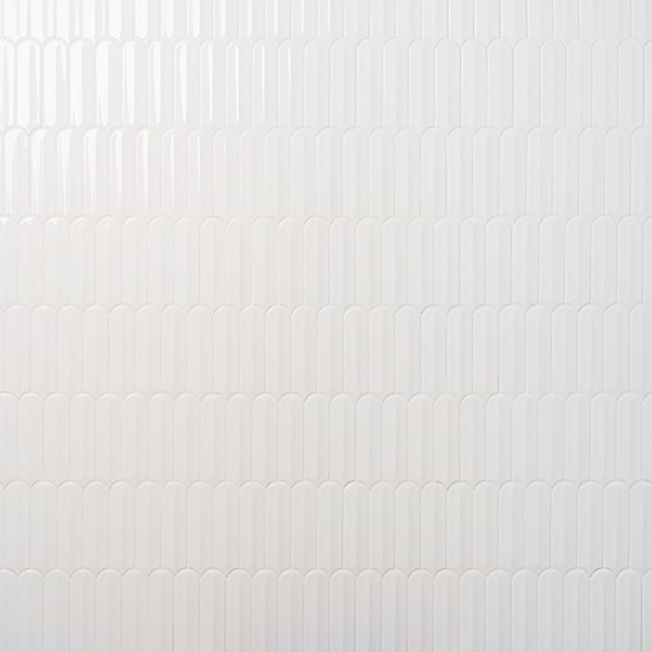 Brookline Feather Cloud White 2x7 Fish Scale Glossy Ceramic Mosaic Tile