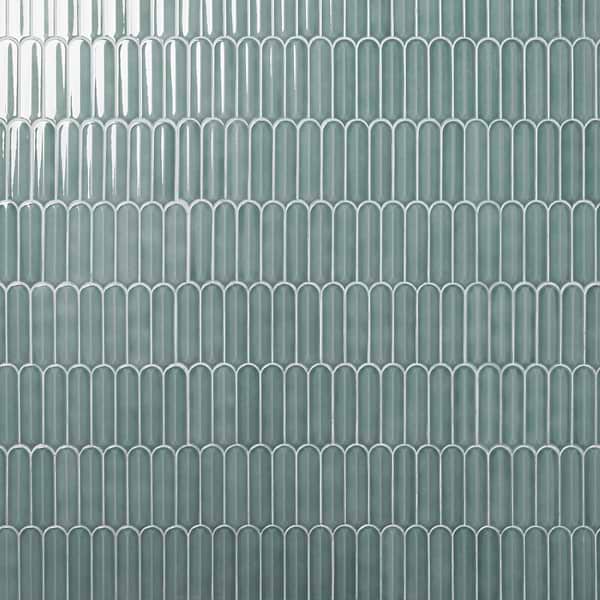 Brookline Feather Marine Blue 2x7 Fish Scale Glossy Ceramic Mosaic Tile