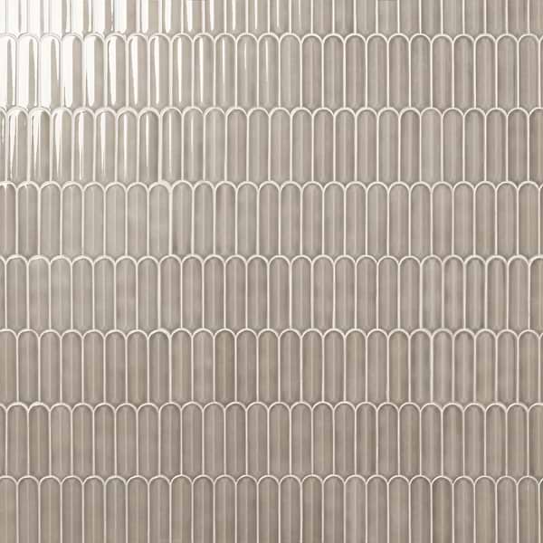 Brookline Feather Warm Gray 2x7 Fish Scale Glossy Ceramic Mosaic Tile