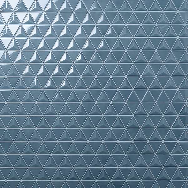Brookline Triangle Coastal Blue 4" Glossy Ceramic Mosaic Tile