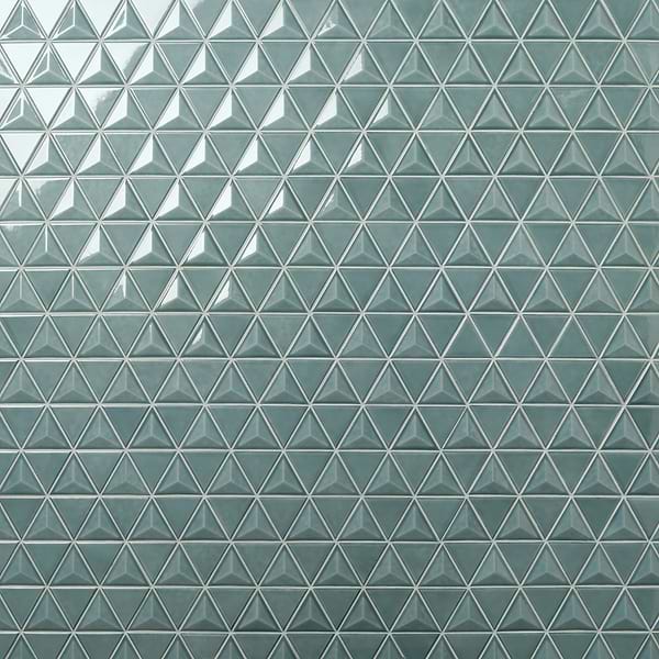 Brookline Triangle Marine Blue 4" Glossy Ceramic Mosaic Tile