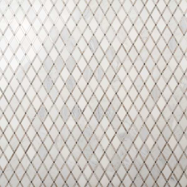 Imperial Cumulus Cloud White Blend Polished Marble Mosaic Tile