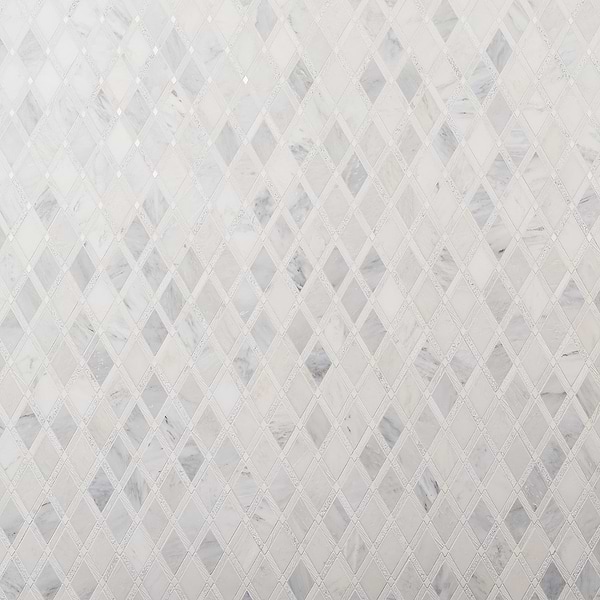Imperial Asian Statuary Gray Polished Textured Marble Mosaic Tile