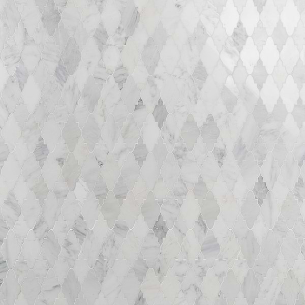 Odeza Stonington Gray 3x6 Arabesque Marble Mosaic Tile