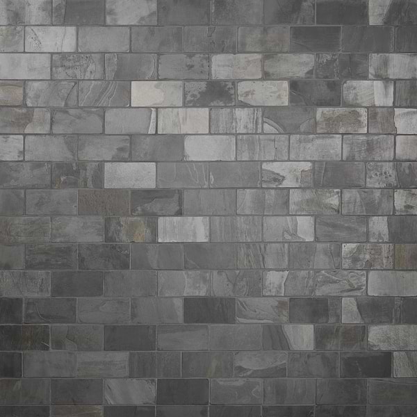 India Black 3x6 Tumbled Slate Tile
