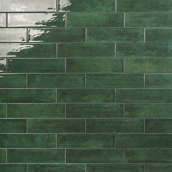 Aquarella Leaf Green 4x16 Glossy Ceramic Tile