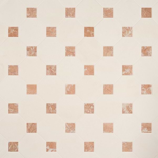 Alaris Simena 8" Octagon with Bellini Dot Tumbled Limestone and Marble Tile