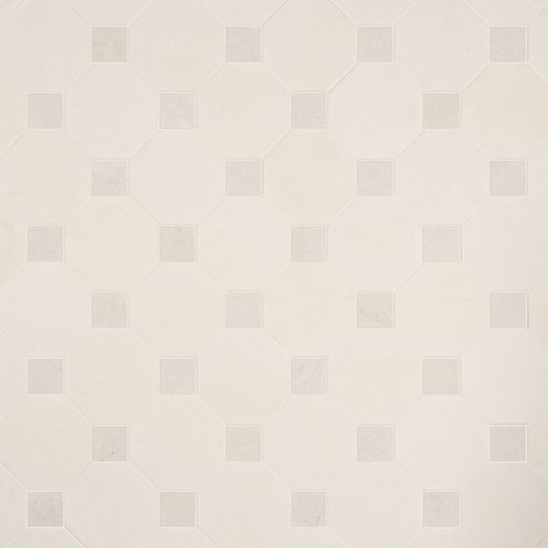 Alaris Simena 8" Octagon with Crema Ella Dot Tumbled Limestone and Marble Tile