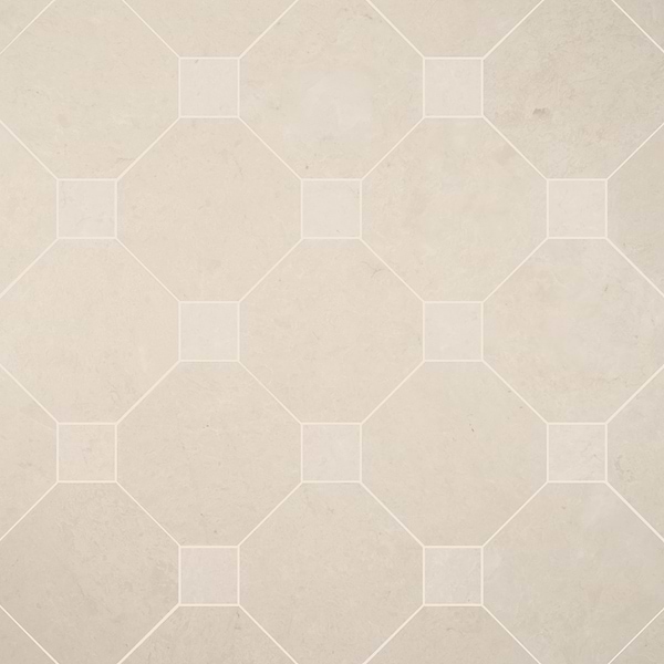 Alaris Crema Ella 12" Octagon with Crema Ella Dot Honed Marble Tile
