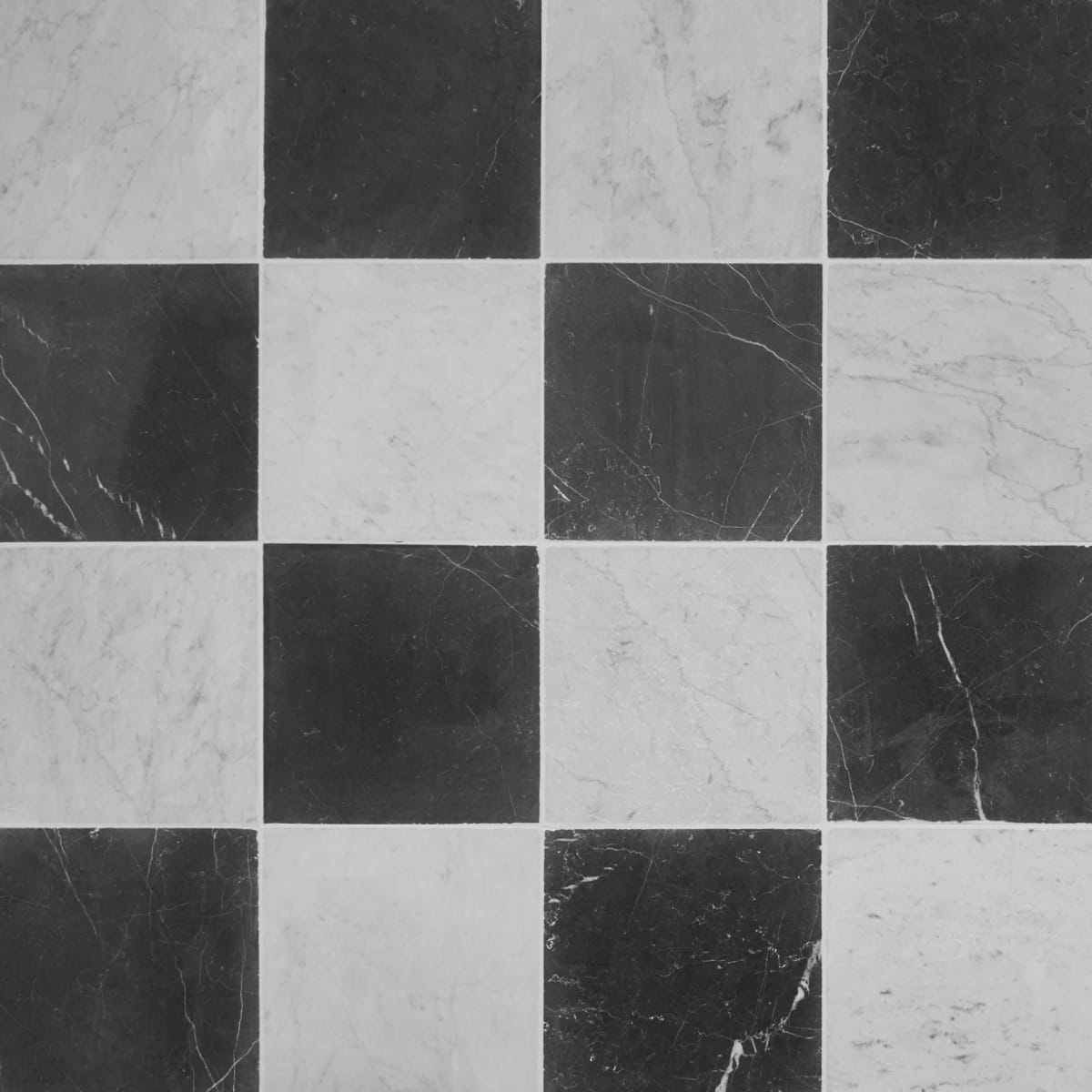Avanti Nero Marquina Black and Bianco Carrara White 12x12 Tumbled Marble Checkerboard Tile