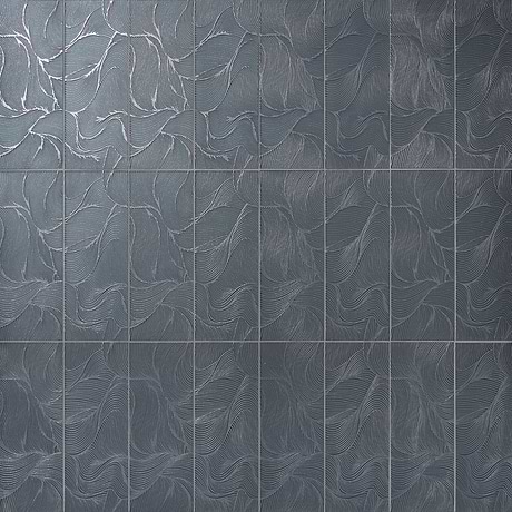 Sonya Waves Midnight Gray 6x16 Frosted Glass Tile