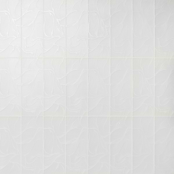 Sonya Waves Pearl White 6x16 Frosted Glass Tile
