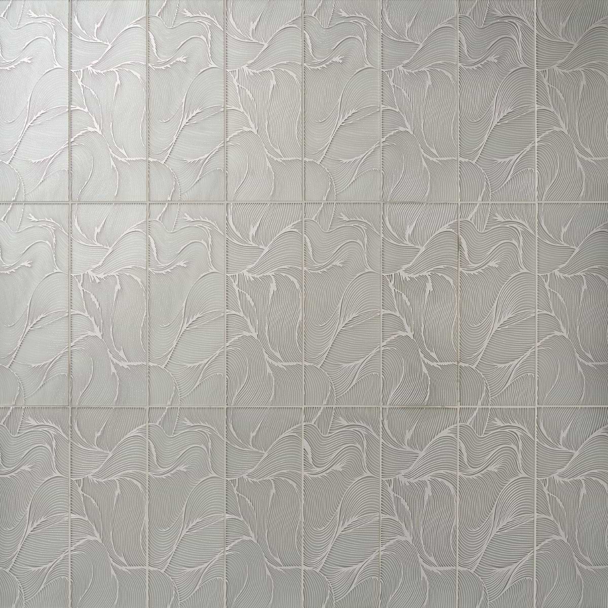 Sonya Waves Sterling Gray and Silver 6x16 Frosted Glass Tile