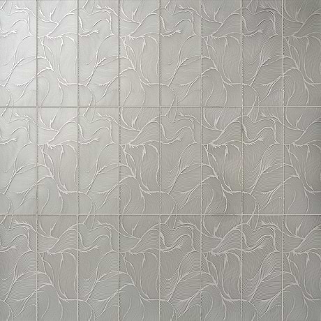 Sonya Waves Sterling Gray and Silver 6x16 Frosted Glass Tile