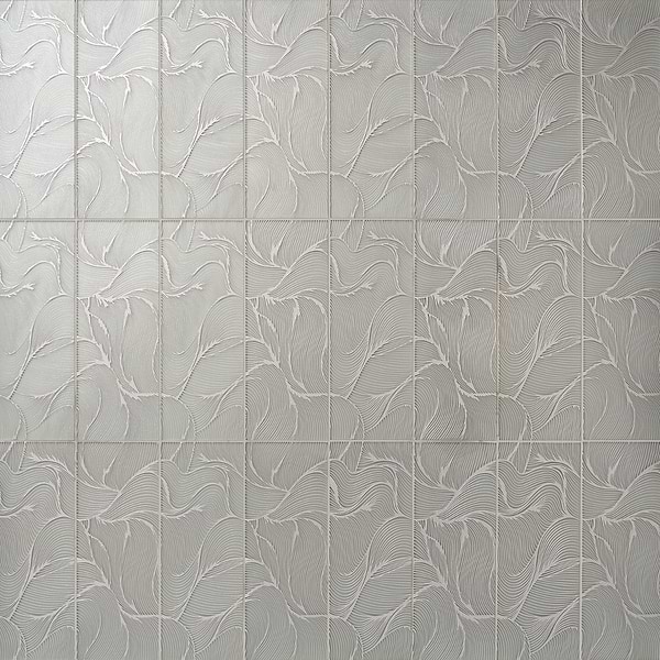 Sonya Waves Sterling Gray and Silver 6x16 Frosted Glass Tile