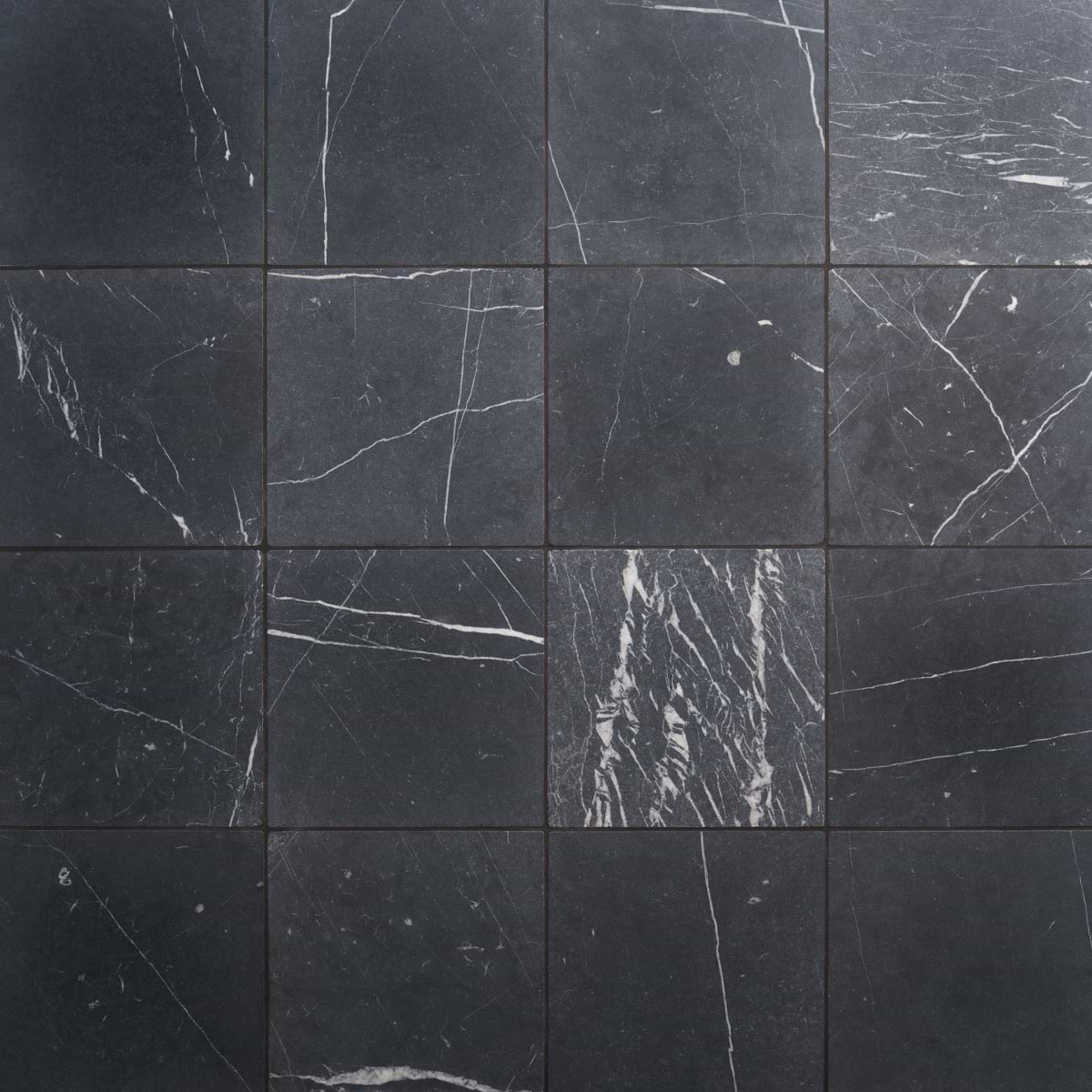 Avanti Nero Marquina Black 12x12 Tumbled Marble Tile