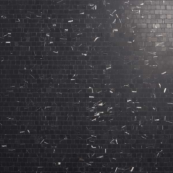 Avanti Nero Marquina Black Hand Clipped Joint Honed Marble Mosaic Tile