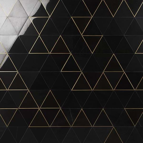 Verin Nero Polished Marble and Brass 6x6 Mosaic Tile