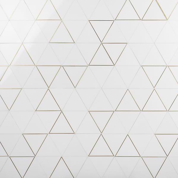 Verin Thassos Polished Marble and Brass 6x6 Mosaic Tile