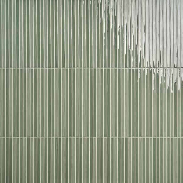Kanbina Apple Green 5x18 Glossy Ceramic Mosaic Tile