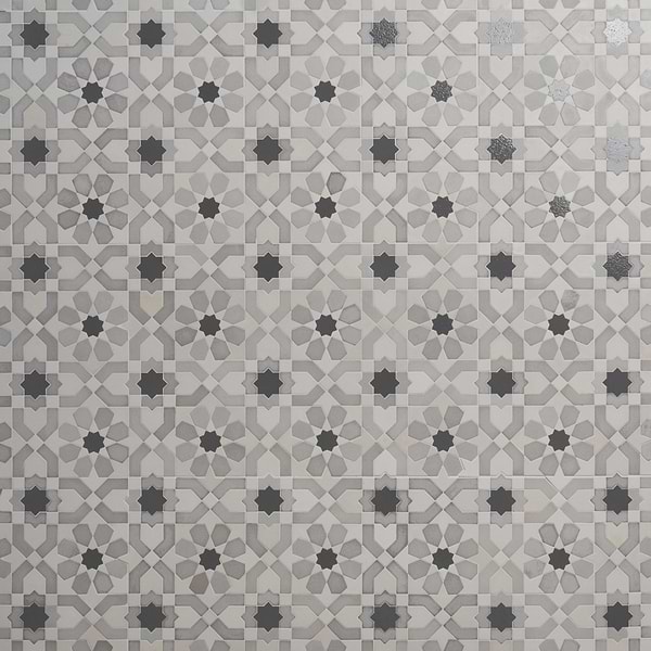 Cantico Fes Cloud Gray Mixed Finish Lava Stone and Cement Mosaic Tile