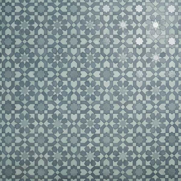 Cantico Fes Ocean Blue Mixed Finish Lava Stone and Cement Mosaic Tile
