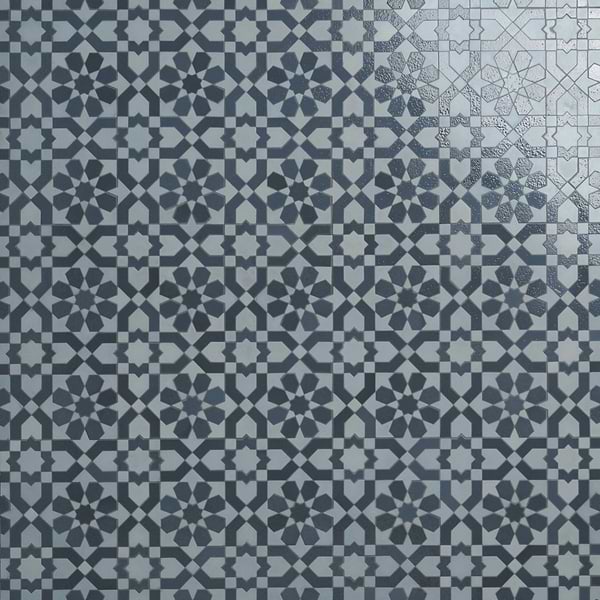 Cantico Fes Sky Blue Mixed Finish Lava Stone and Cement Mosaic Tile