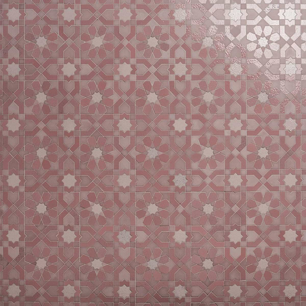 Cantico Fes Terracotta Rosa Mixed Polished Lava Stone and Cement Mosaic Tile