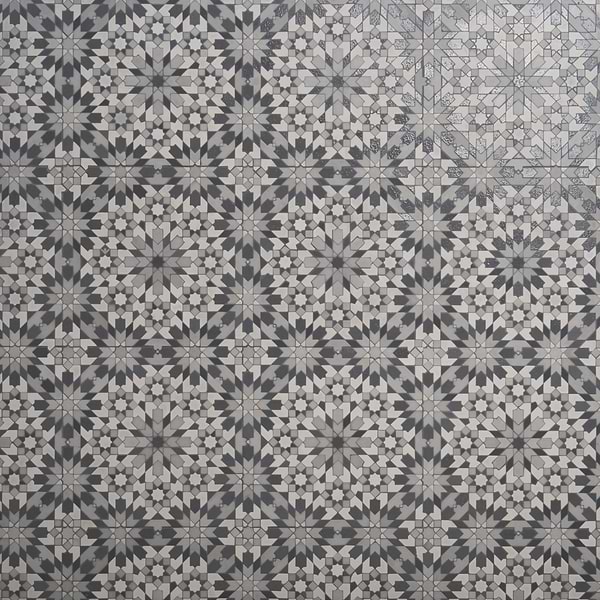 Cantico Taza Cloud Gray Mixed Finish Lava Stone and Cement Mosaic Tile