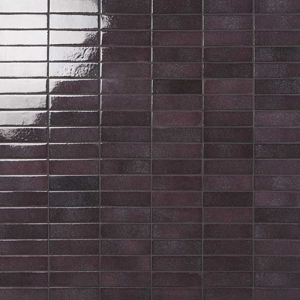 Color One Amethyst Purple 2x8 Crackled Glossy Lava Stone Tile