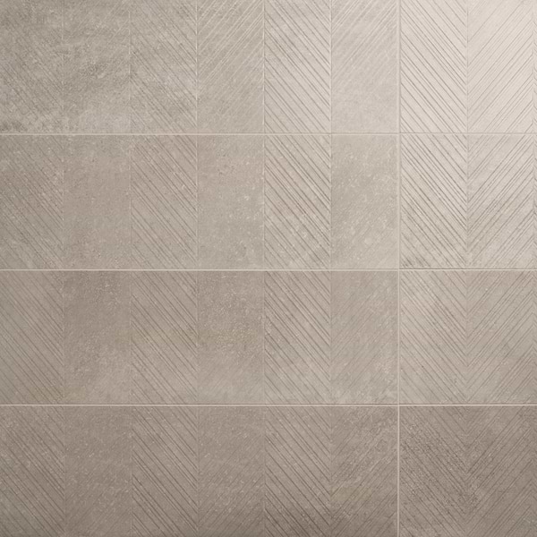 Stoneside Cream Beige Chevron 12x36 Textured Matte Ceramic Tile